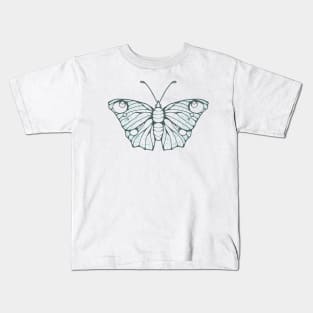 Blue and Gray Butterfly Kids T-Shirt